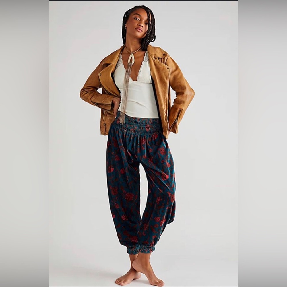 Free People Blue and Red Velvet Pants